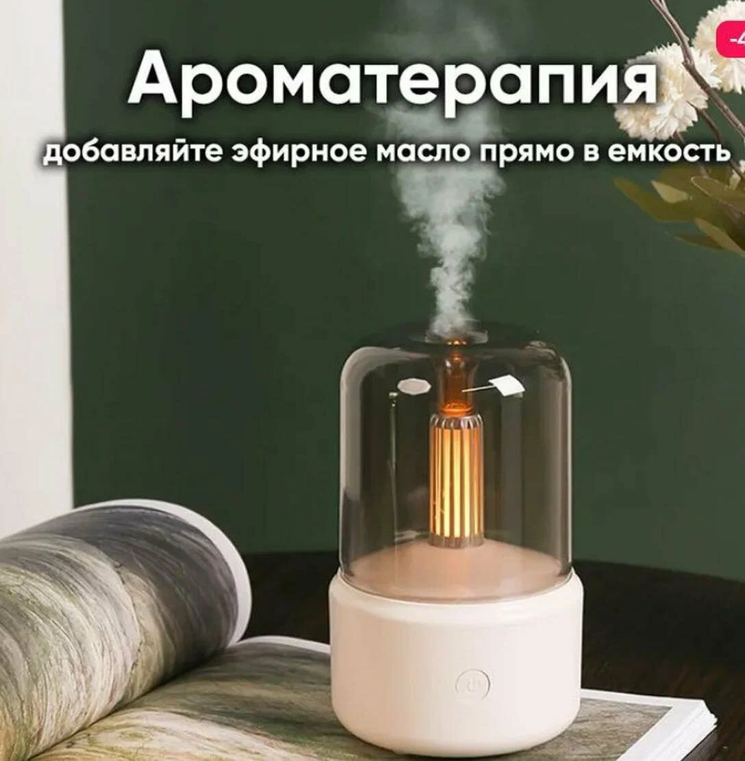 Увлажнитель для воздуха / Светодиодный ночник, до 40 кв. м, цвет белый