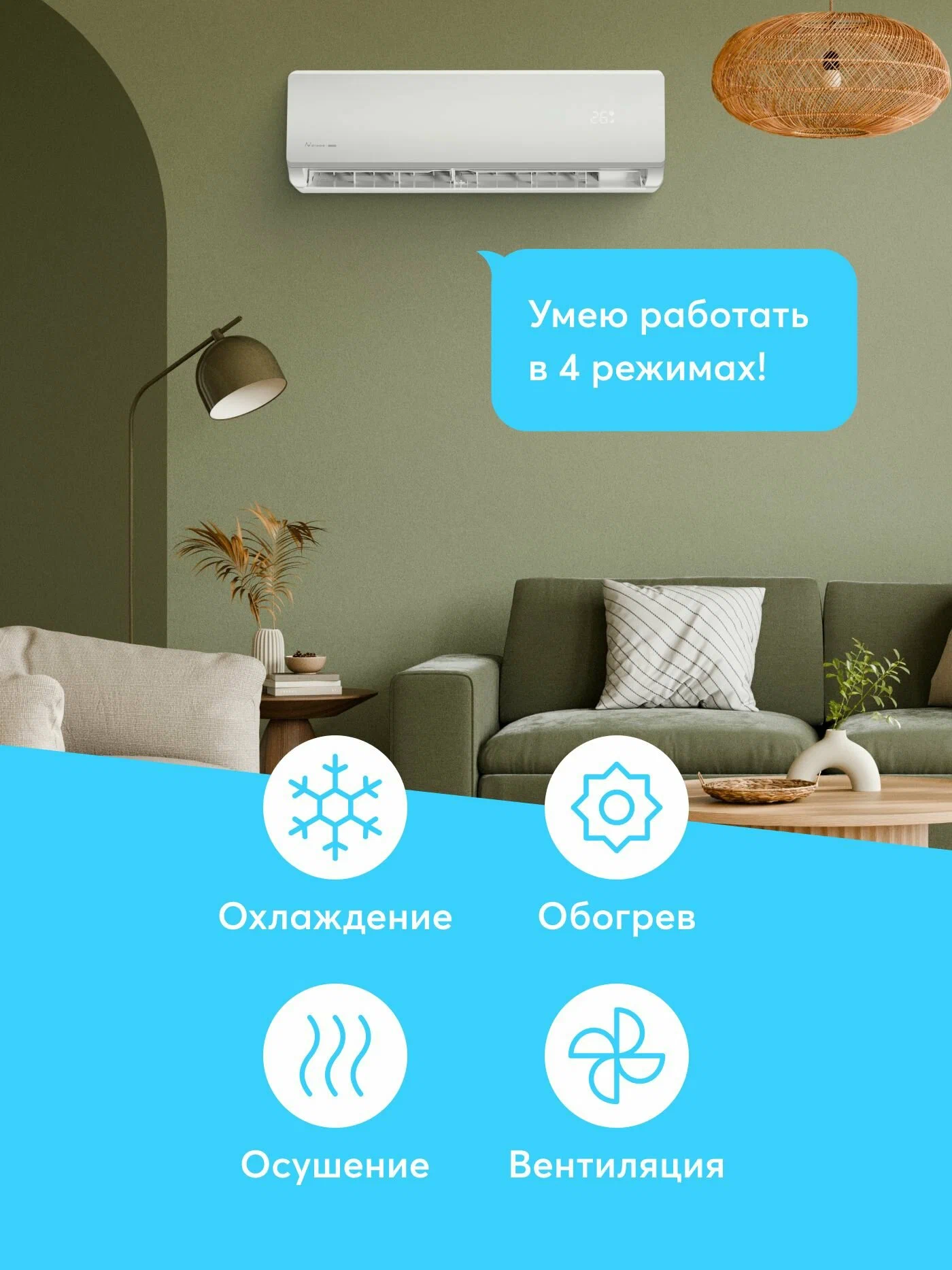 Инверторная мульти сплит-система на 2 комнаты 20м2+35м2, Airwave, AWT14HM2P-O/AWT07HWM-I/AWT12HWM-I