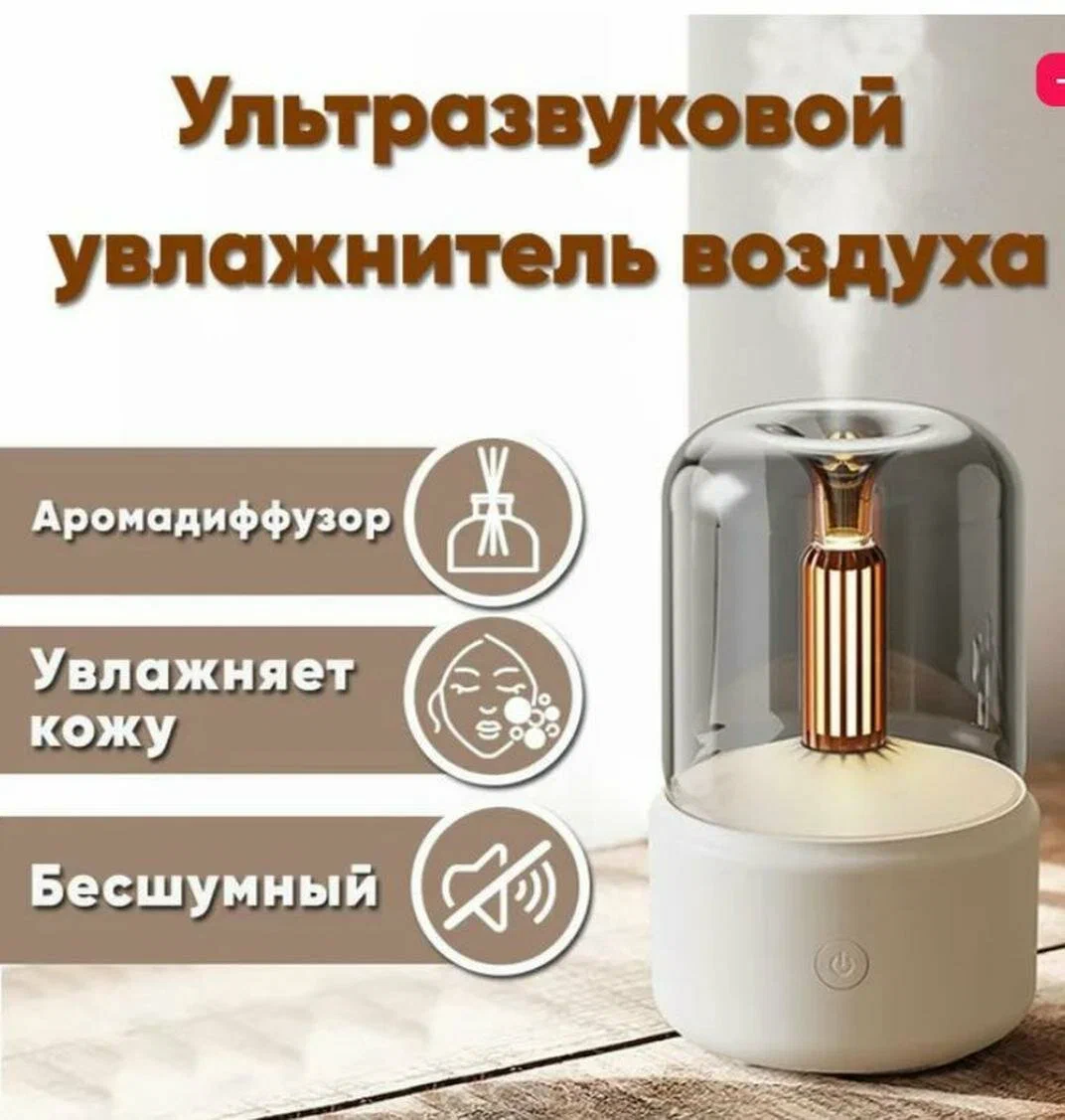 Увлажнитель для воздуха / Светодиодный ночник, до 40 кв. м, цвет белый