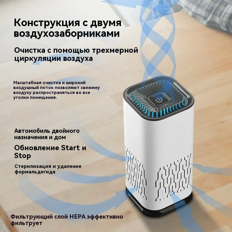 Очиститель воздуха, автомобиль и дом, дезодорант, HEPA-фильтр, очистка отрицательными ионами