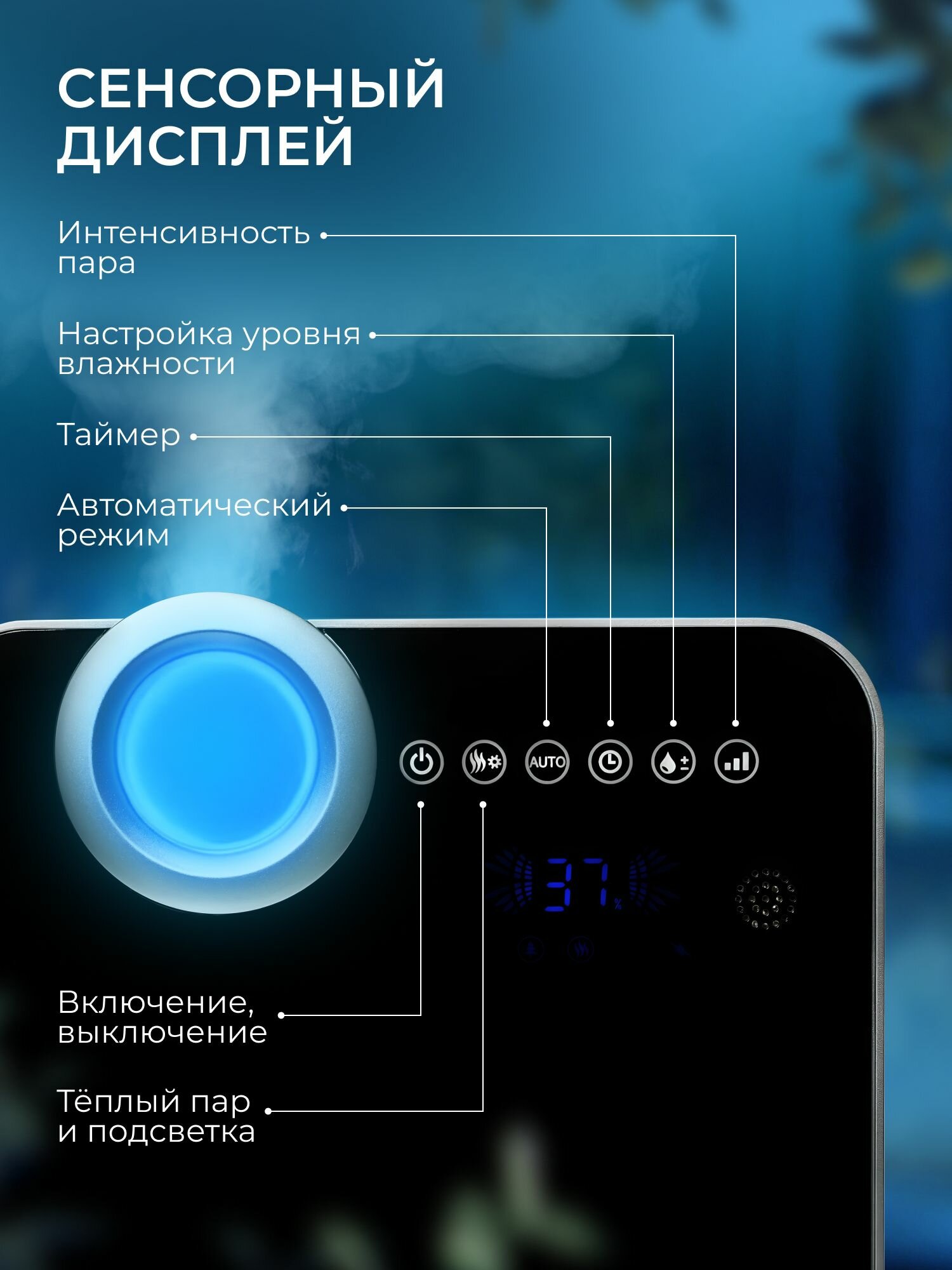 Увлажнитель воздуха Dantex D-H50UCF-B (ультразвуковой настольный увлажнитель воздуха для дома)