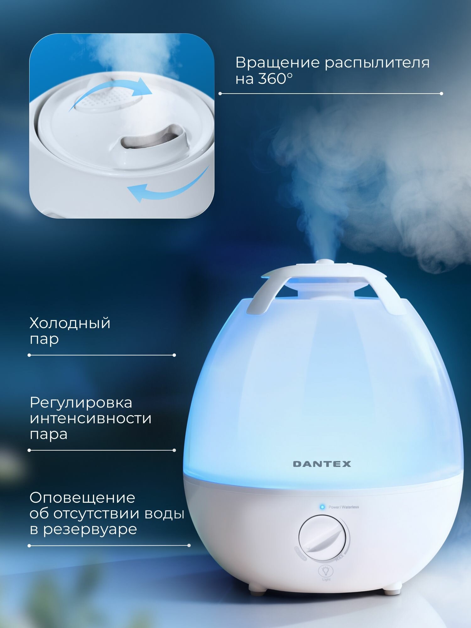 Увлажнитель воздуха Dantex D-H35UCF (ультразвуковой настольный увлажнитель воздуха для дома)