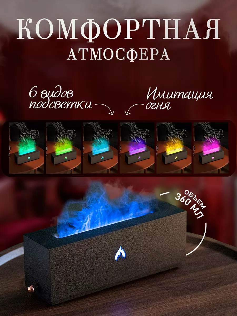 Увлажнитель воздуха, настольный с разноцветной подсветкой, аромадиффузор, Мини увлажнитель воздуха, Ночник, для дома