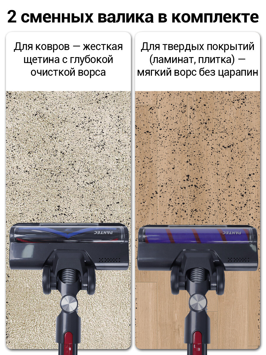 Пылесос вертикальный ,30000Па, автономность 60 мин, LED-подсветка, щетка для шерсти животных, Pantec G20